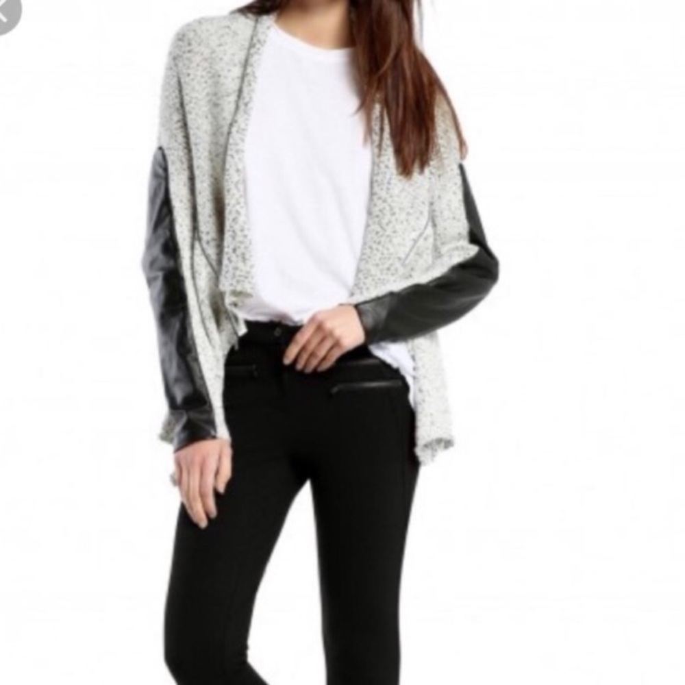 Michael Stars Cardigan with Leather Sleeves